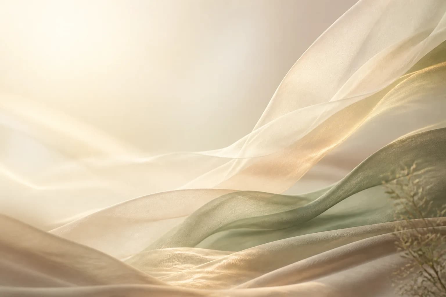 Flowing translucent fabric in warm sunlight